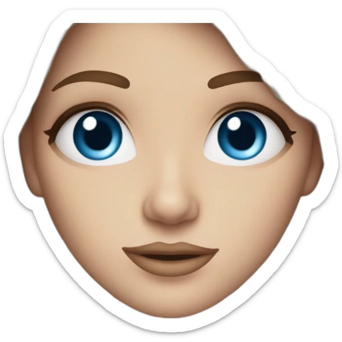 A beautiful white woman with blue eyes and long brown wavy hair sticker