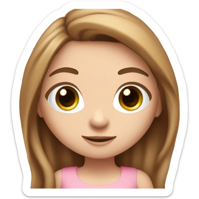 cute white girl, with long eyelashes, with long brown hair, in pink dress and camera in her hands sticker