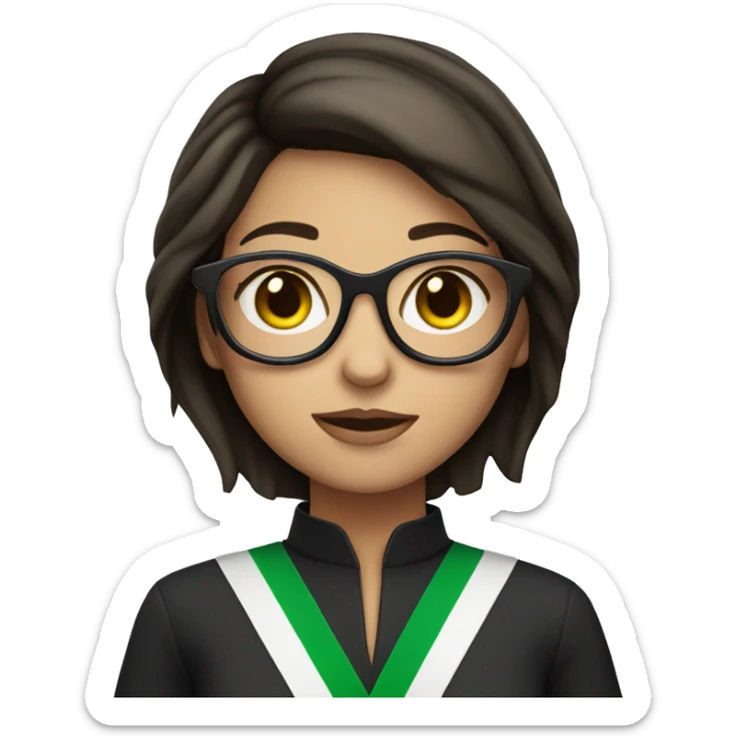 Brunette girl with glasses and short hair holding Israeli flag  sticker