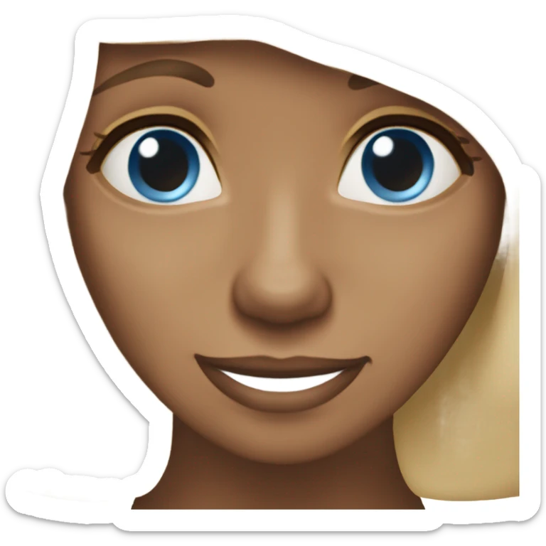 62 year Old blue eyed blonde lady with long straight hair with dark brown Cockapoo puppy dog sticker