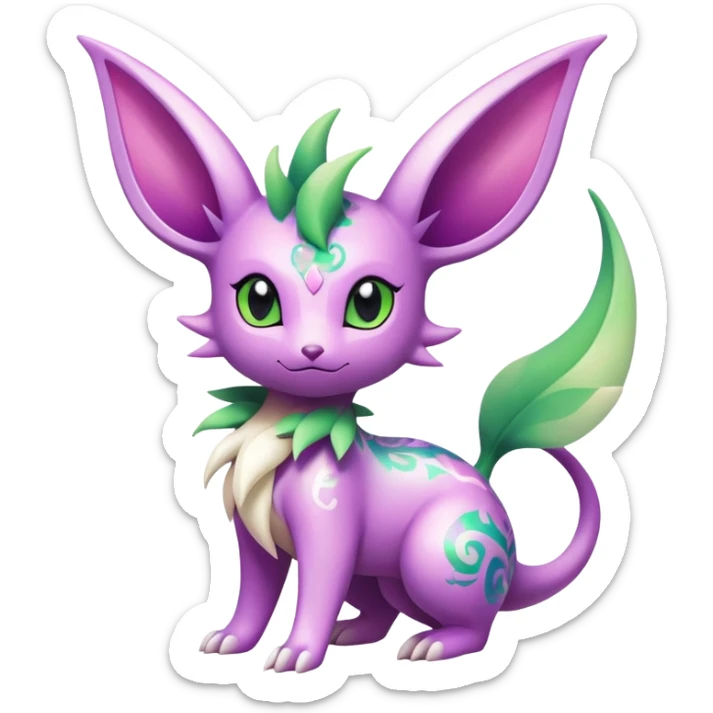 Shiny Exotic Cute Adorable Majestic Ethereal Sparkly Flygon-Espeon-Leafeon-Shaymin-Hybrid-Creature with pattern-markings sticker