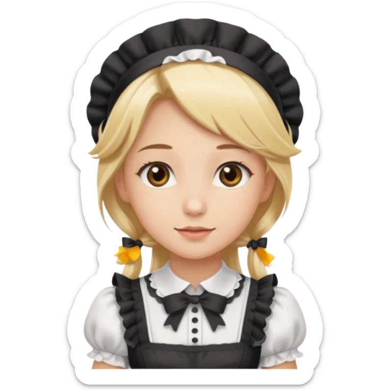 Long blonde hair girl maid with brown eyes sticker