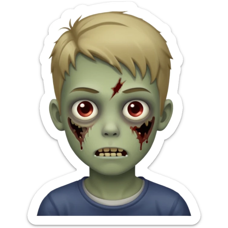 boy zombie teen with dark blonde hair sticker