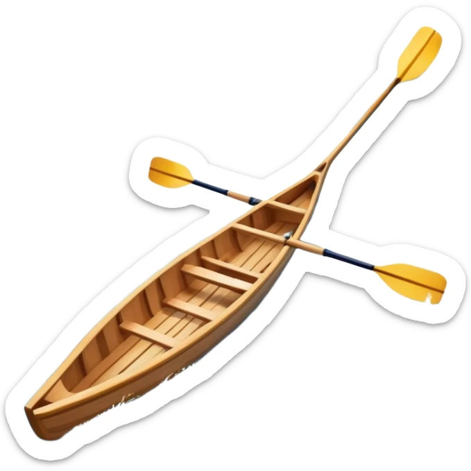 An icon showing a close-up of crossed oars, a sleek racing shell, and rippling water, symbolizing rowing. The design includes droplets in motion and a streamlined boat tip cutting through waves. Transparent background emphasizes strength, precision, and the spirit of competitive rowing sticker