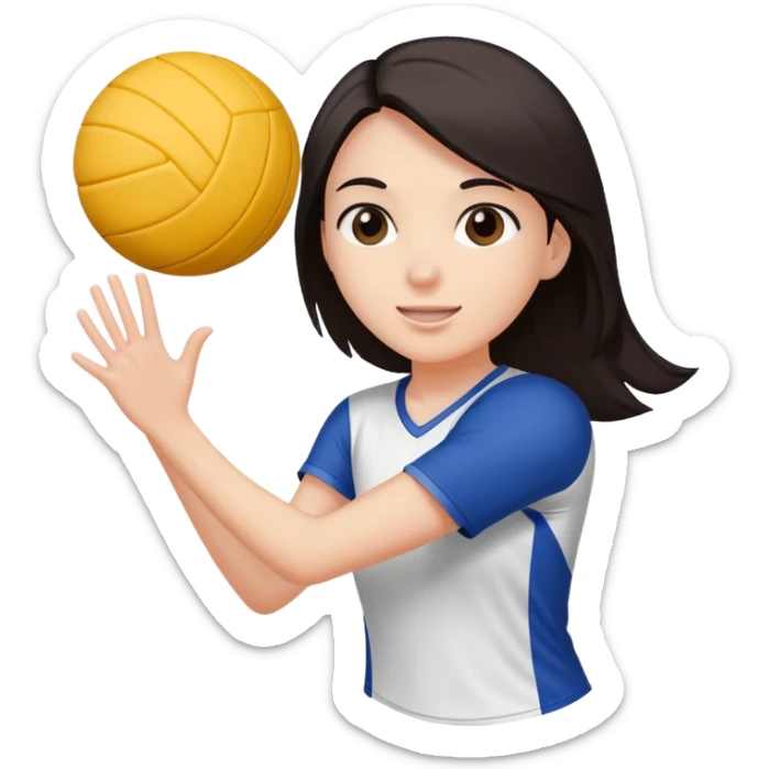 girl with straight dark hair playing volleyball sticker
