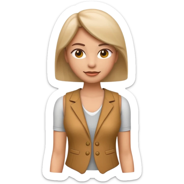 Apple-style 3D emoji of a women’s vest, sleeveless, fitted design, stylish cut, light fabric texture, feminine look, no background sticker