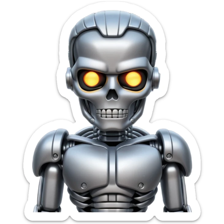 Creates an emoji with the image of the state of Arnold Schwarzenegger from the Terminator sticker
