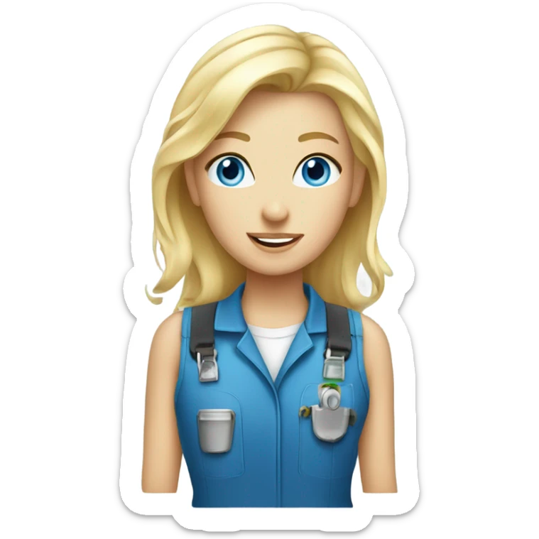 blonde hair blue eyed girl electrician  sticker