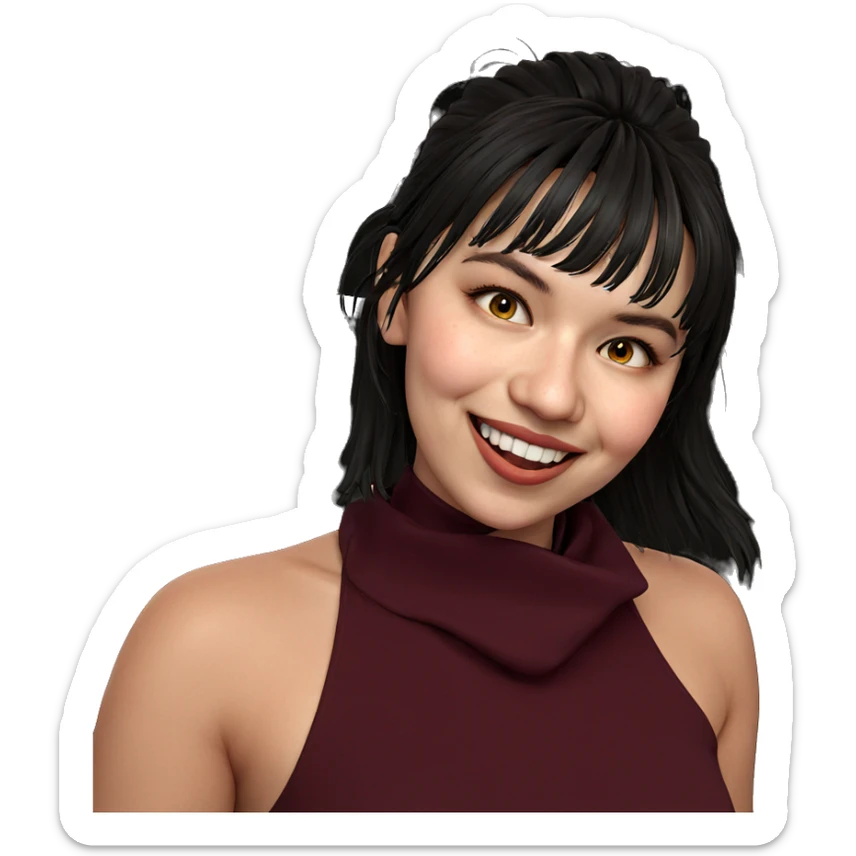 smiling girl in horror theme sticker