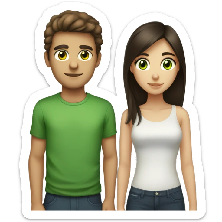 A pair of swarthy brown-eyed guy and a green-eyed brunette girl sticker