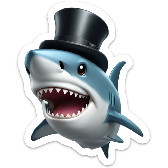 Shark with a top hat sticker