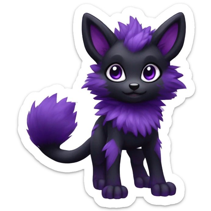 Anthro-Edgy-Cool-Black-Purple-Contrast-Colors-Fantasy-Fur-Sona-Chibi-Shiny-Fakémon-Hybrid full body sticker