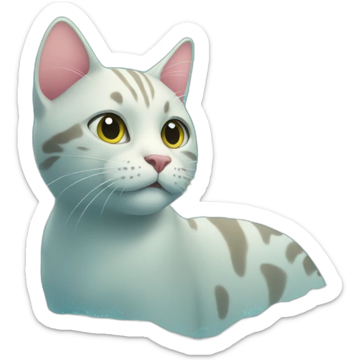 cat in ocean sticker