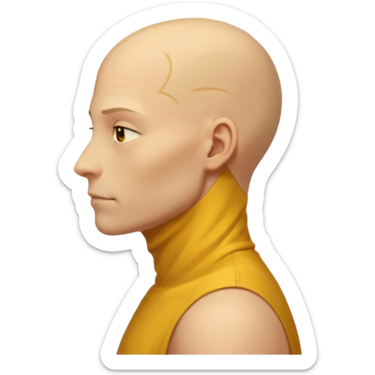 Emoji of Shoulders Muscle from side view. He has big shoulders. His skin is completely yellow and has no hair or facial expressions and has no clothing. sticker