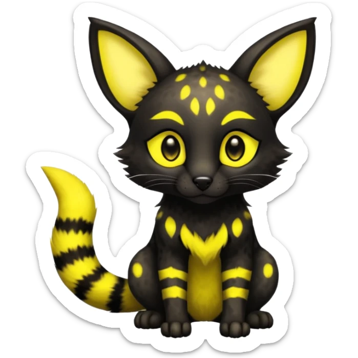 Neon yellow Umbreon-Genet-Civet-Bastet-Cheetah-Hybrid (Full body) with black markings sticker