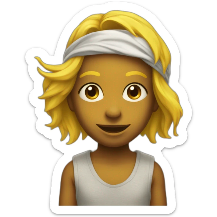 tete emodji jaune avec un bandana de nija sur la tete sticker