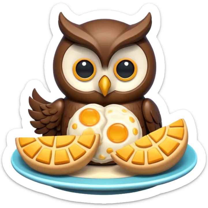 3D symbolizing night owl, late night food order, moon and food theme, cute and modern, soft lighting, glossy, isolated, no background
 sticker