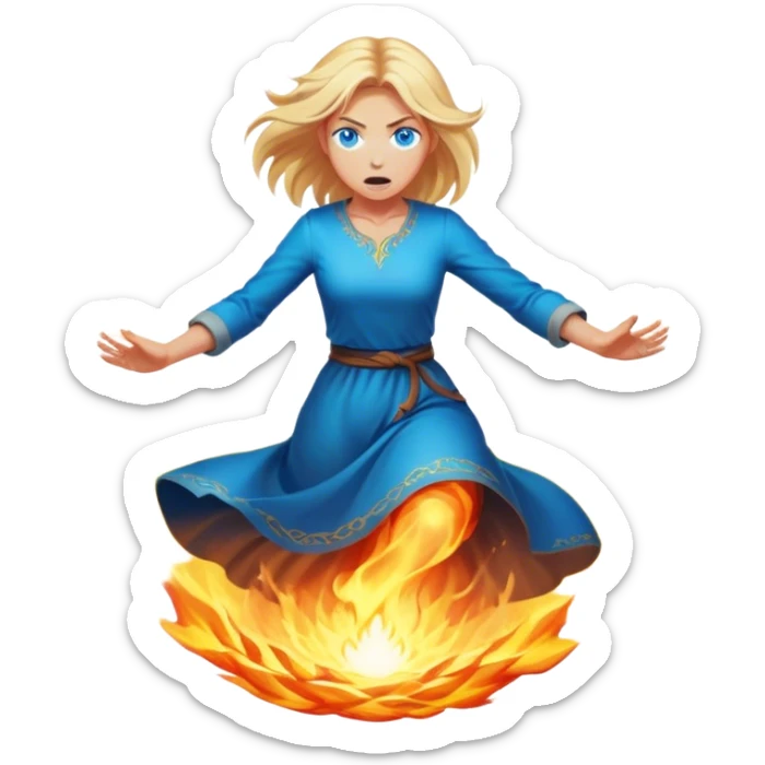 woman with blond hair and blue eyes levitating out of incandescent rage sticker