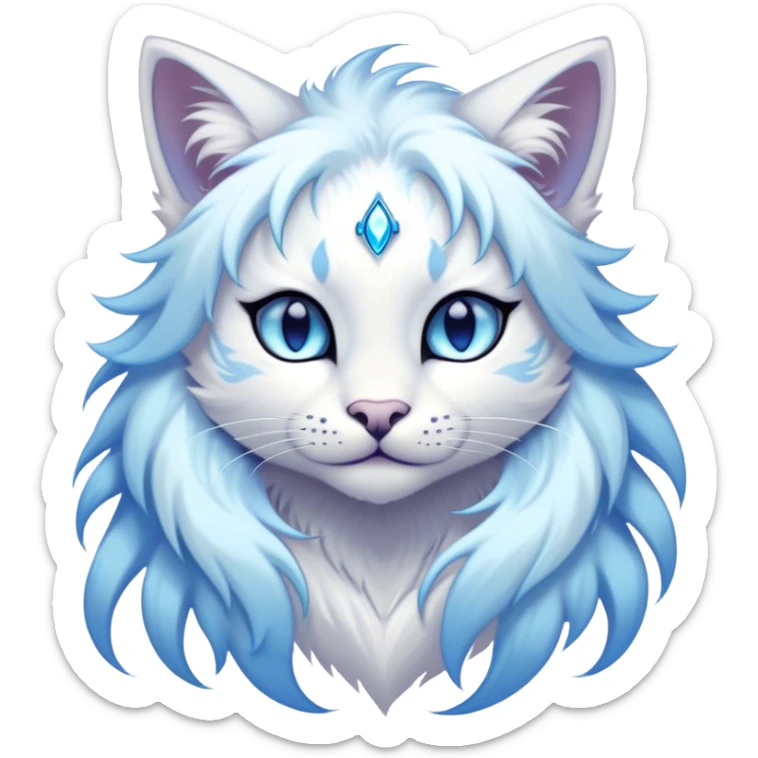 Kawaii dark edgy fantasy pastel ethereal anthro feline fursona animal creature sticker