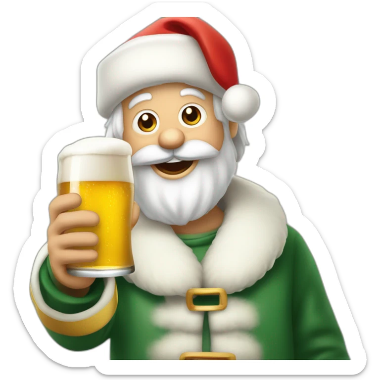 Père Noël qui offre un verre de bière à un enfant comme cadeau sticker