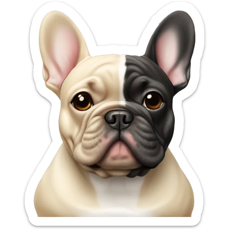 Beige French bulldog and black brindle French bulldog together ￼ sticker