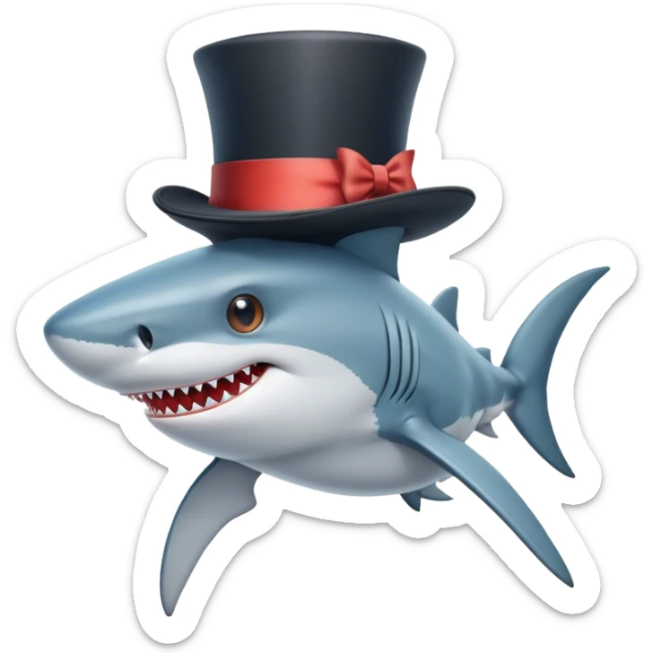 Shark with a top hat sticker