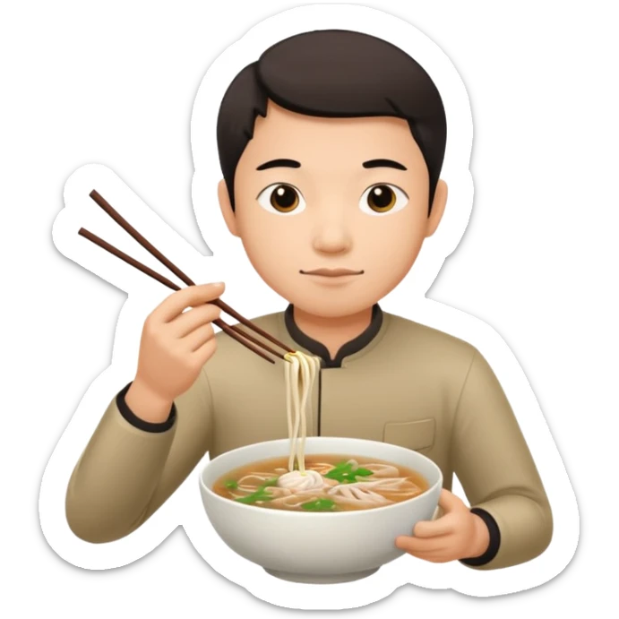 can you generate me a avatar of a male eating a bowl of pho? sticker