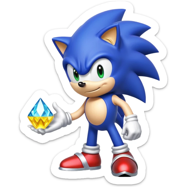 I want Sonic the hedgehog with chaos emeralds with the aura super sayian sticker