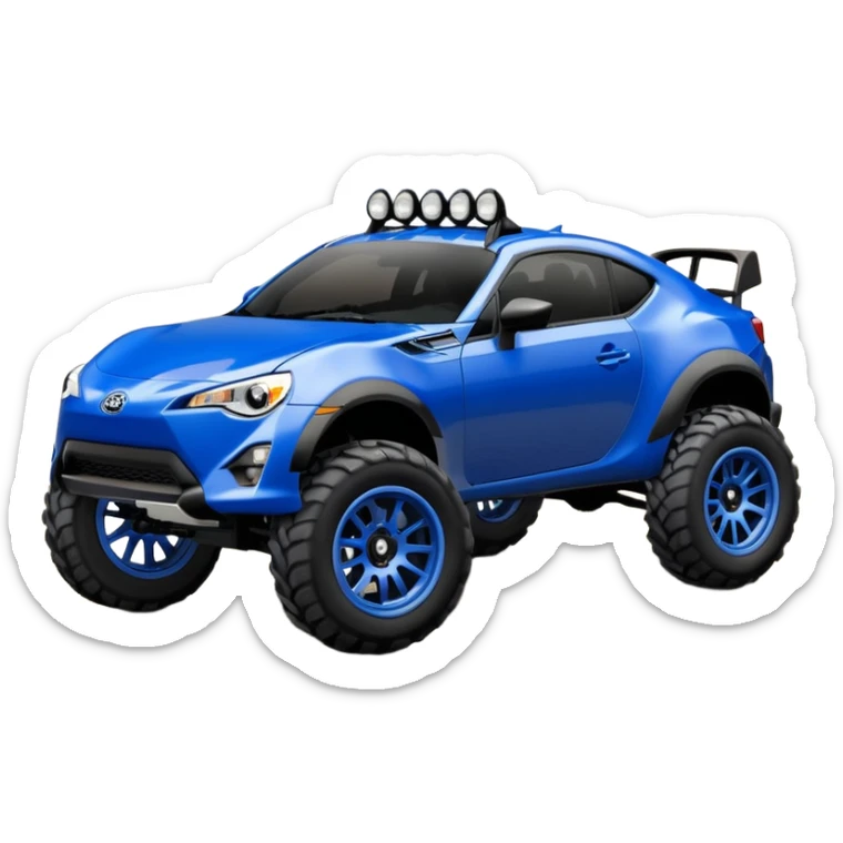 Ultramarine 2013 Off road blacked-out 4wd monster truck style scion fr-s with silver wheels  sticker
