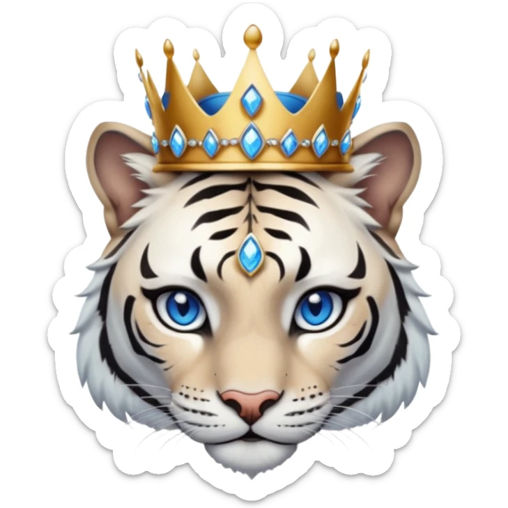 ESO Female white/black tiger khajiit leader of the umbral rose, blue eyes, blue 'third eye' gem, something symbolizing leadership ruling  sticker