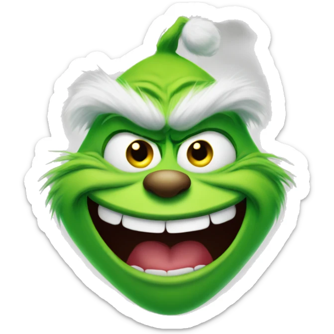 Grinch face laughing with tears coming out of eyes sticker