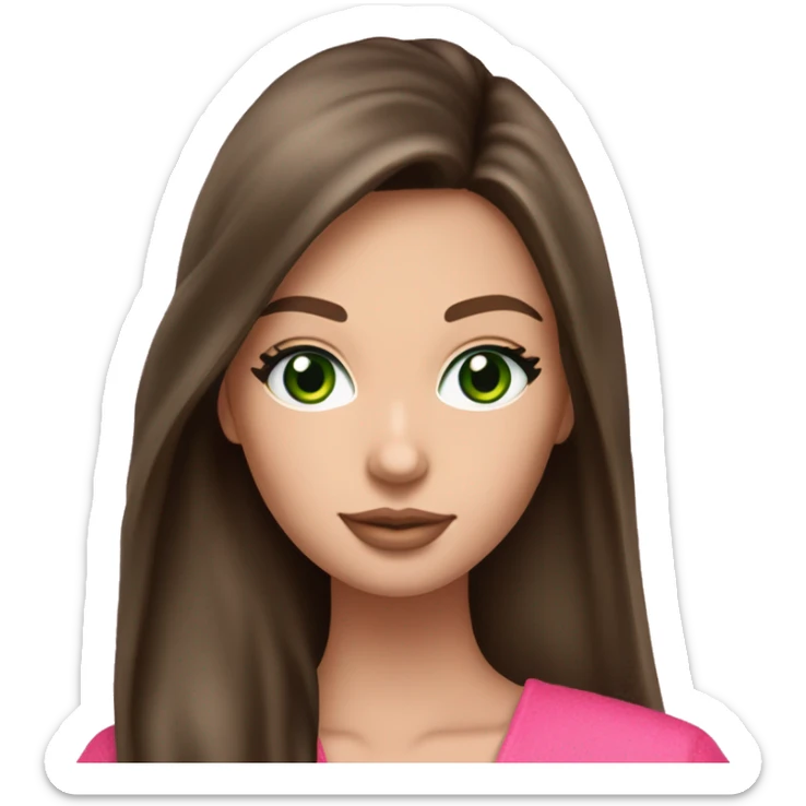 pink victoria secret robe on brunette long hair girl with white skin and green eyes  sticker