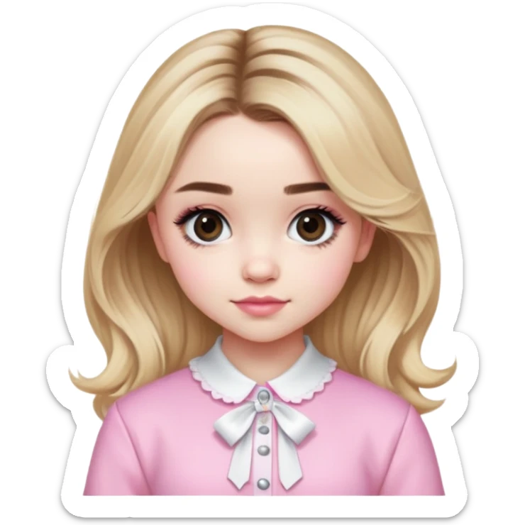 Sabrina Carpenter blonde pop star in a pink and white outfit, Short n' Sweet look sticker