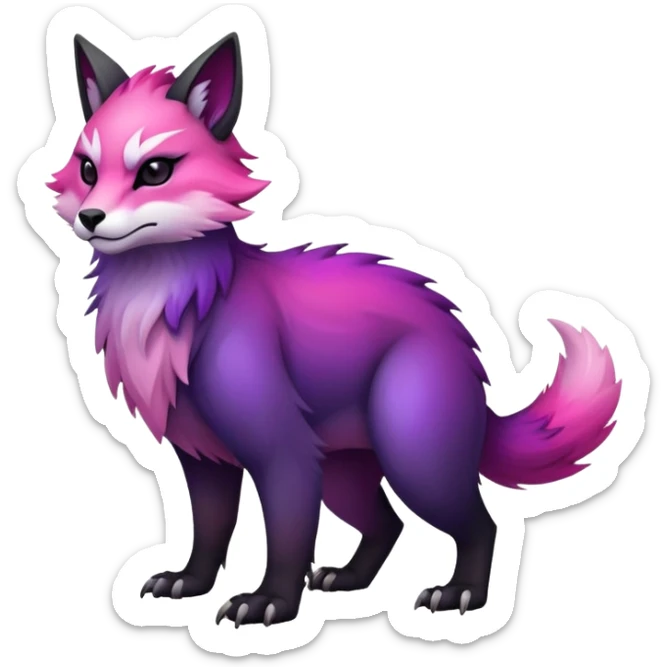 Cool Edgy Black-pink-purple-gradient badass Fionbri-Vernid-animal-creature full bodyd sticker