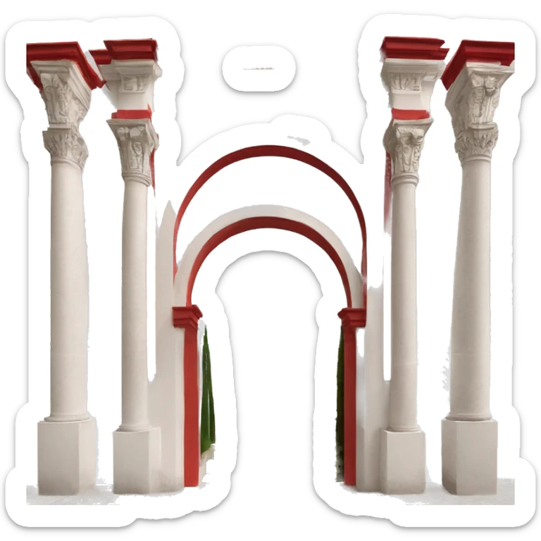 arco de herradura de color blanco y rojo con sus dos columnas de la mezquita de cordoba sticker