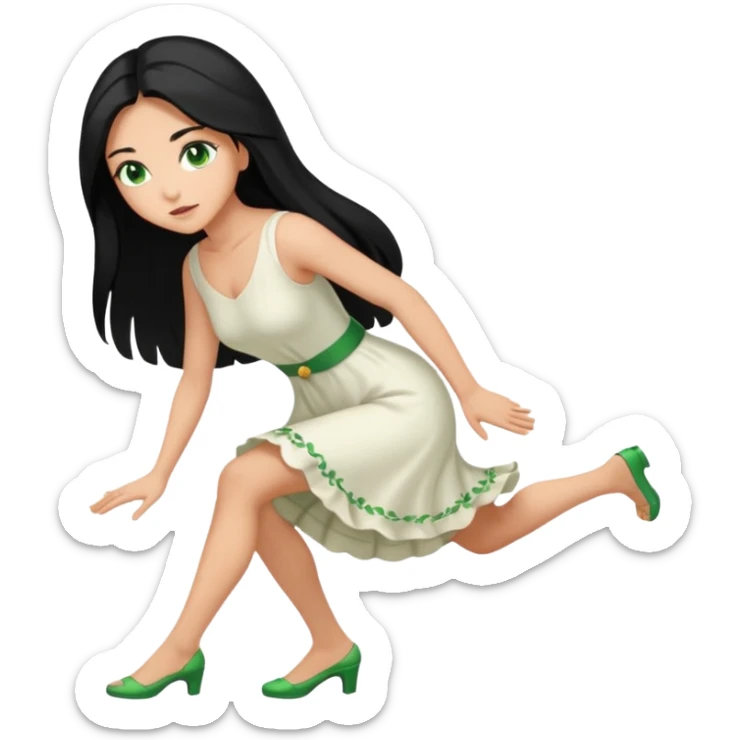 King, black Hair, blue eyes, whole body, Woman, bending knees, blonde, green eyes, White Dress, sticker