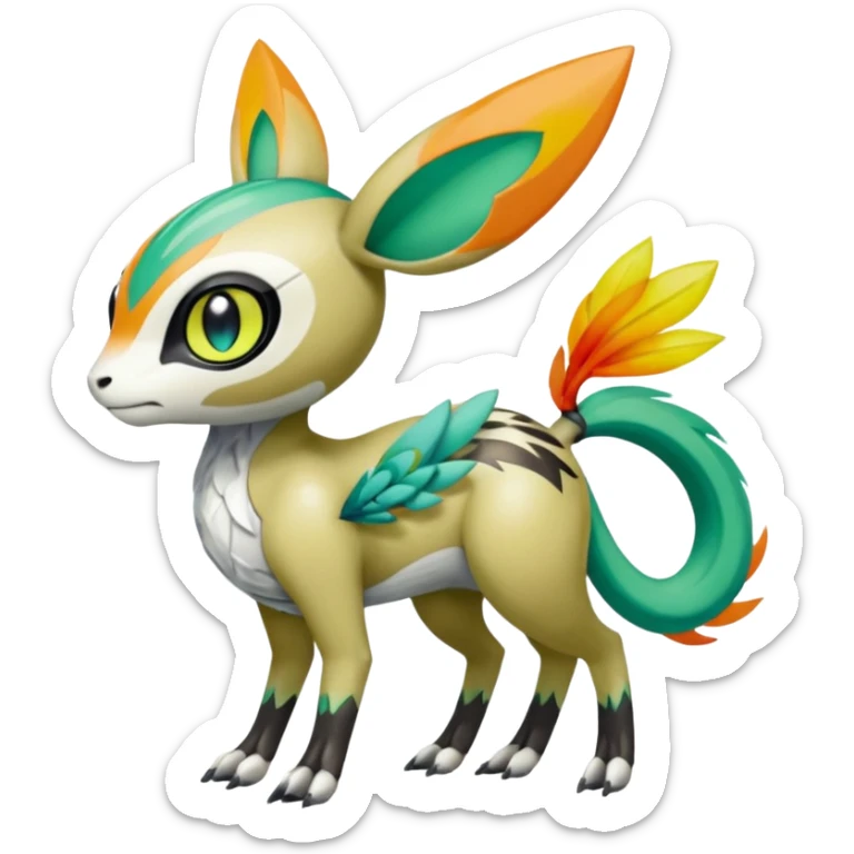 Meloetta-Vernid-Trico-Fionbri-Pokémon-Digimon-Fakémon-fusion-hybrid-creature sticker