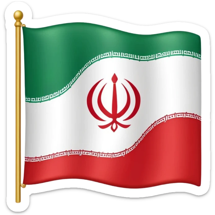 square iranian flag green white and red, green on top  whiite in middle red at the botto,, sticker