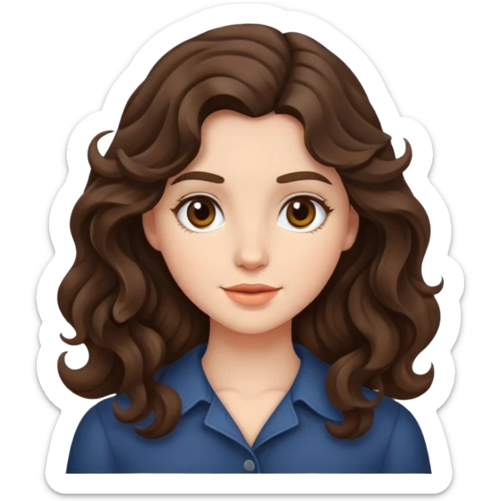brunette girl with wavy hair sticker