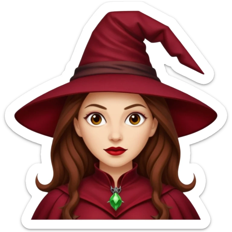 Wicked Witch of the East from The Wizard of Oz with light skin, long brown hair, dark red outfit sticker