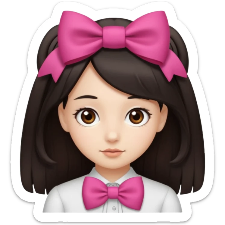 scout girl with hairbow on straight hair dark hair sticker