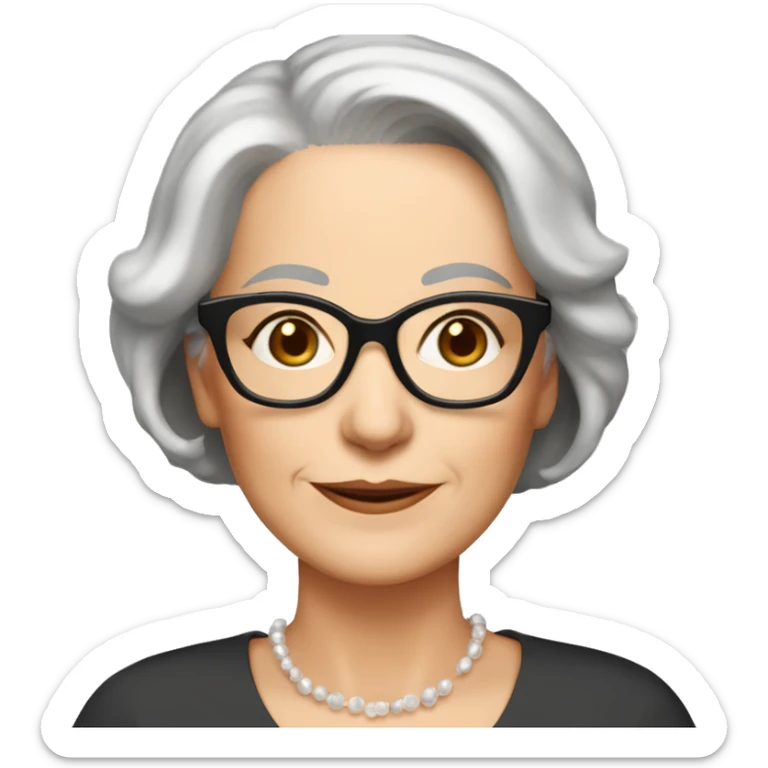 70 years old girl
Short brown hair with bob styling
light skin small
glasses with refined frame
Brown eyes with cat eye liner sticker