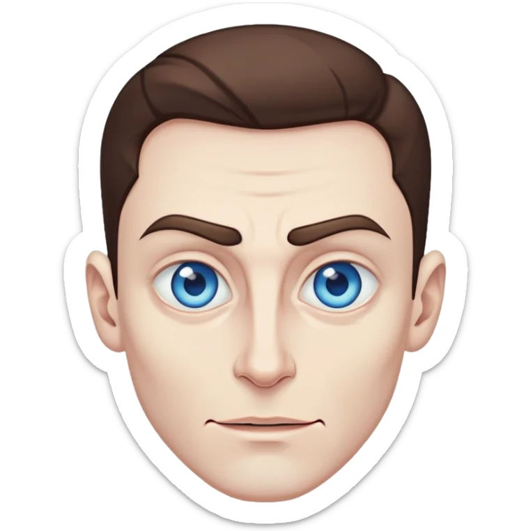 Man IOS, Blue eyes, pale skin, heterochromia, brown hair, extreme cheekbones, sharp jawline, evil smirk sticker