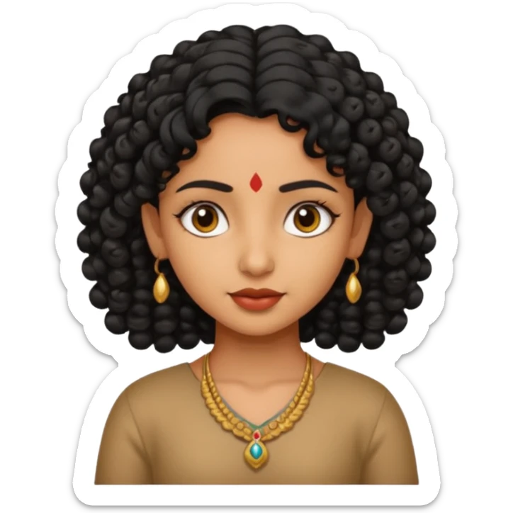 Indian fat girl south Indian curly short black hair tan darker skin sticker
