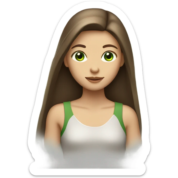 Girl with brown long straight hair and green eyes  sticker