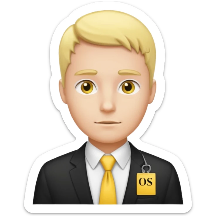 mormon missionary in a white shirt and yellow tie with a black name tag sticker