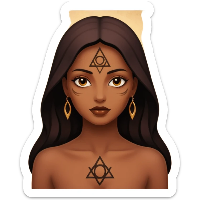 Dark oil traced over woman’s skin forming occult symbols, sensual devotion sticker