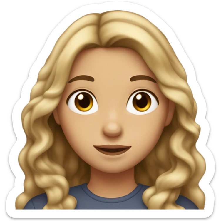 Wavy straight hair not too tanned girl with brown eyes sticker