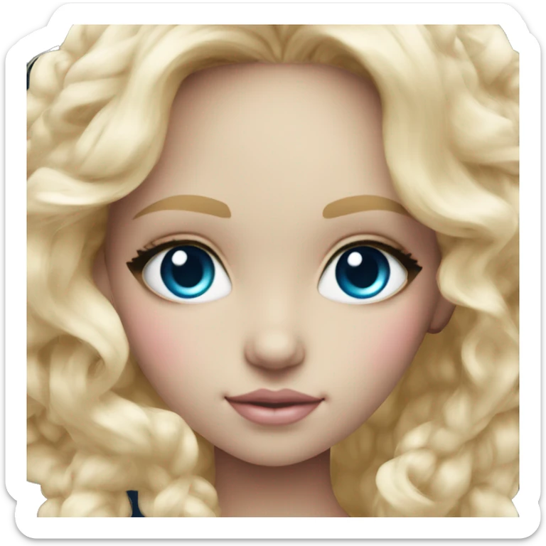 ocean blue doll eyes, blonde hair, feminine, pink, girl, angelic sticker