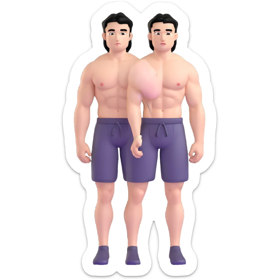 young white man with black hair, muscular, shirtless with nipple piercings sticker